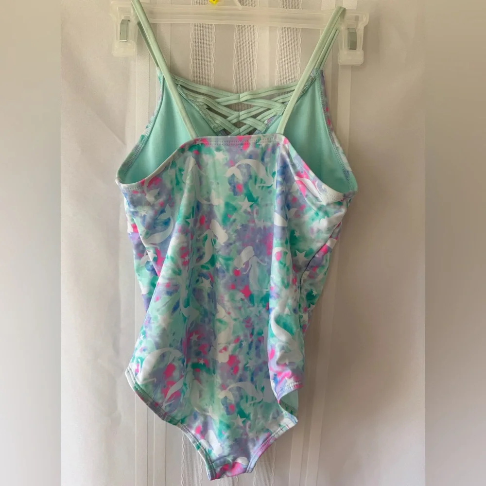 Wonder Nation Walmart Girls Mermaid One Piece Swimsuit Size 10/12 Large